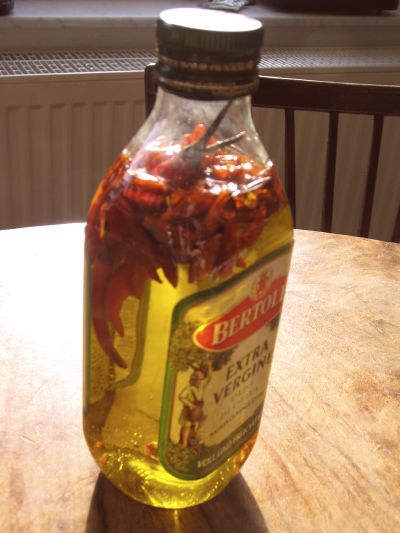 Bottle with chili oil