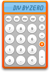 The active Calculator displaying an error message and the plus key being pressed.