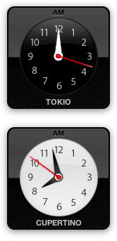 Clocks for Tokyo and Cupertino at night and day time