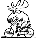(Scandinavian) Elk riding a bike.