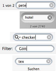 Filter fields from Address Book, iTunes, Mail, Rechnungs Checker, Finder