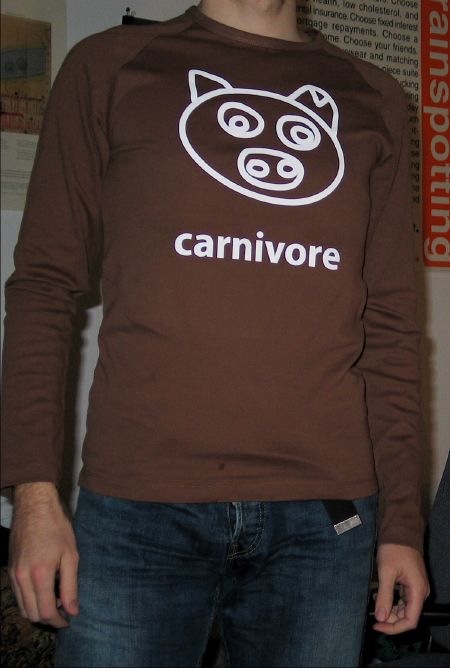 Me, wearing the carnivore shirt... dressed to hunt vegetarians