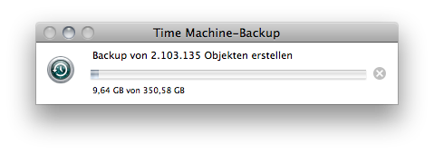 Time Machine Backup progress
