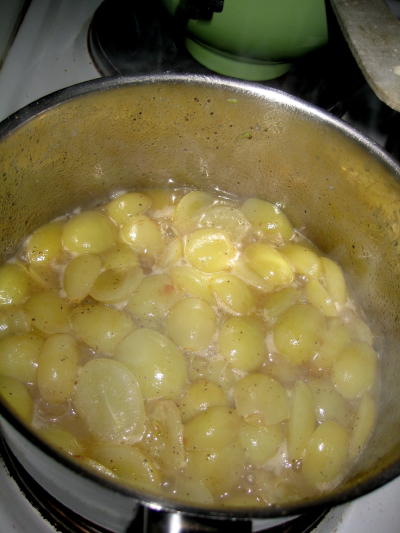 Simmering Grapes in a pot