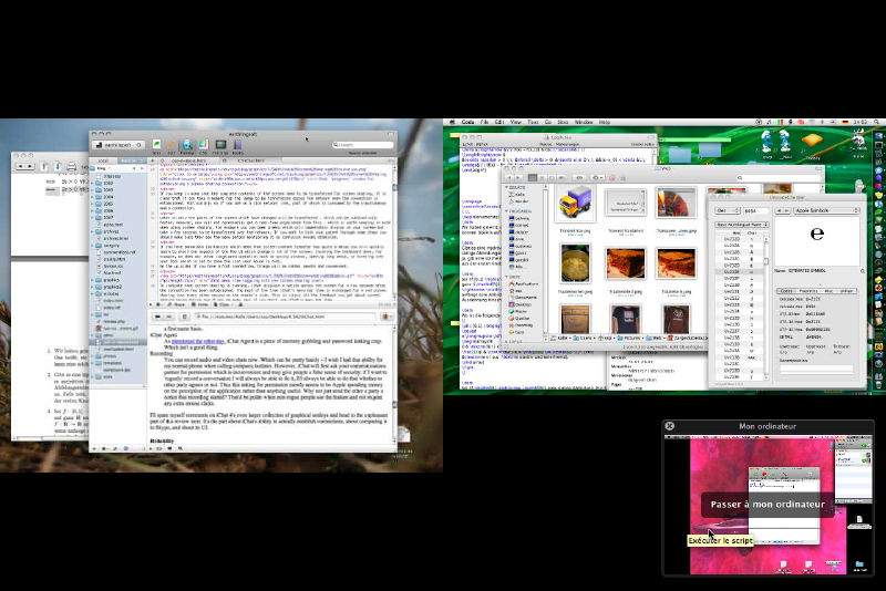 Double screen setup accessed via screen sharing