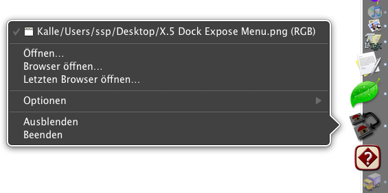 Normal Dock menu in Mac OS X.6