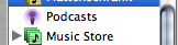 Podcast source in iTunes' source list