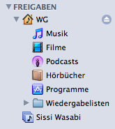iTunes Home Sharing in the sidebar