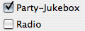 Preferences for (not) displaying the radio and party jukebox.