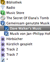 Screenshot of various sources in iTunes
