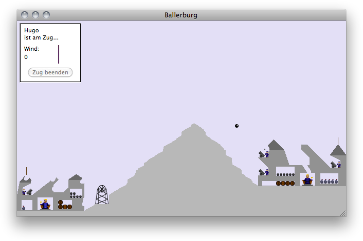 Screenshot of a Ballerburg game in progress