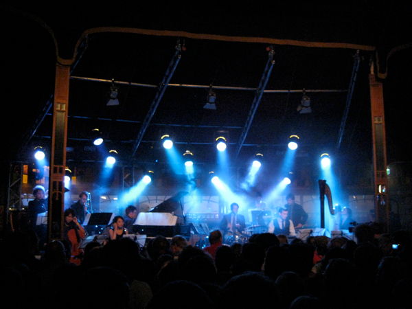 Brandt Brauer Frick Ensemble on stage in the Spiegelzelt at Haldern Pop 2011