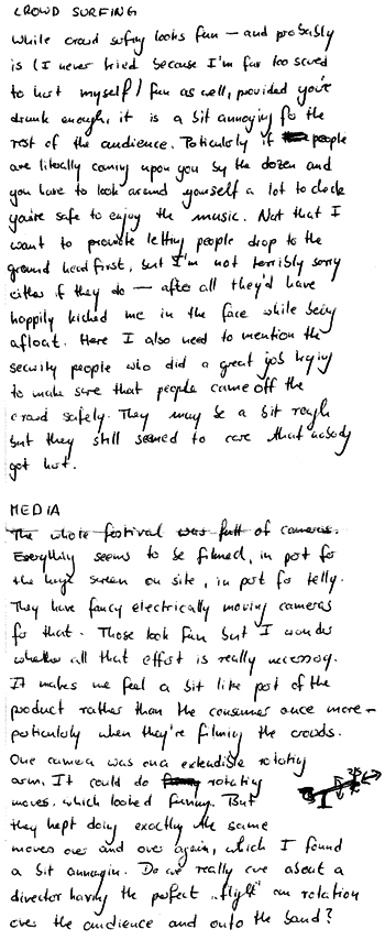 Part 5 of text: crowd surfing, media presence