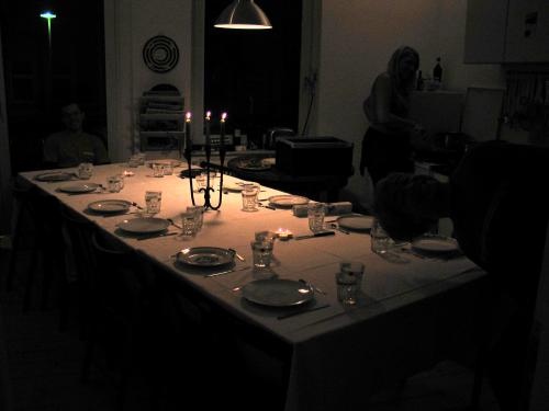 Very dark image of the set up table