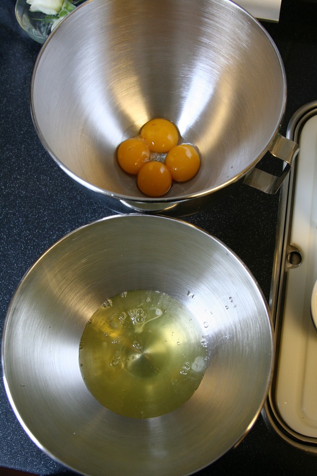 Eggs, separated into whites and yolks